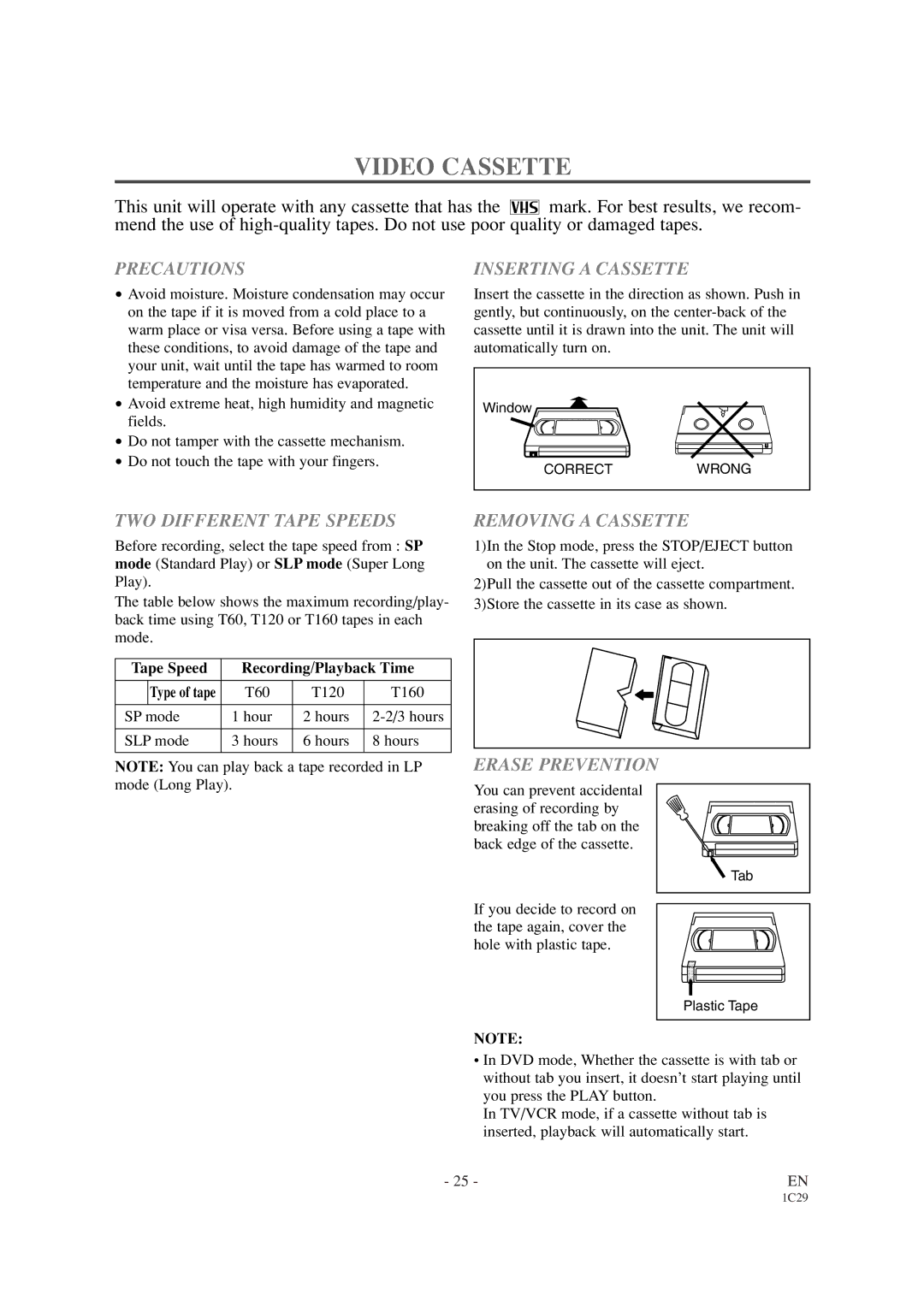 Sylvania SRCD427P owner manual Video Cassette 