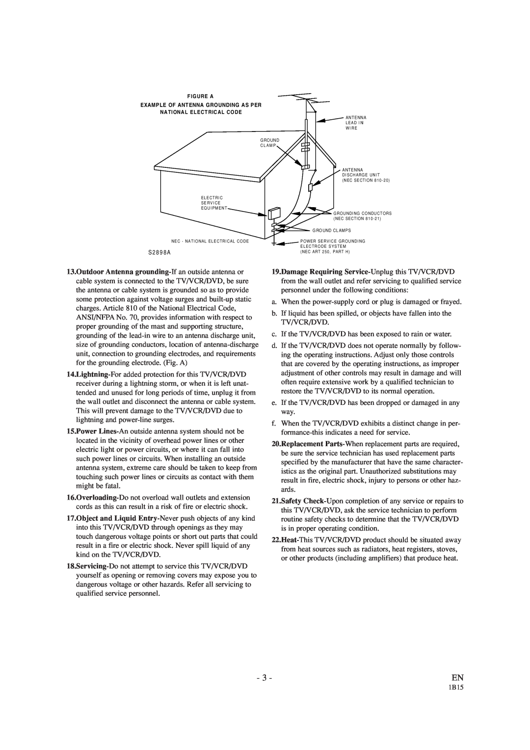 Sylvania SRCD427P owner manual S2 8 9 8 A, Figure A Example Of Antenna Grounding As Per National Electrical Code 