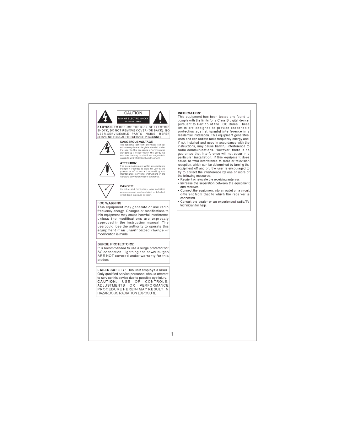 Sylvania SRCD668 owner manual FCC Warning Surge Protectors 