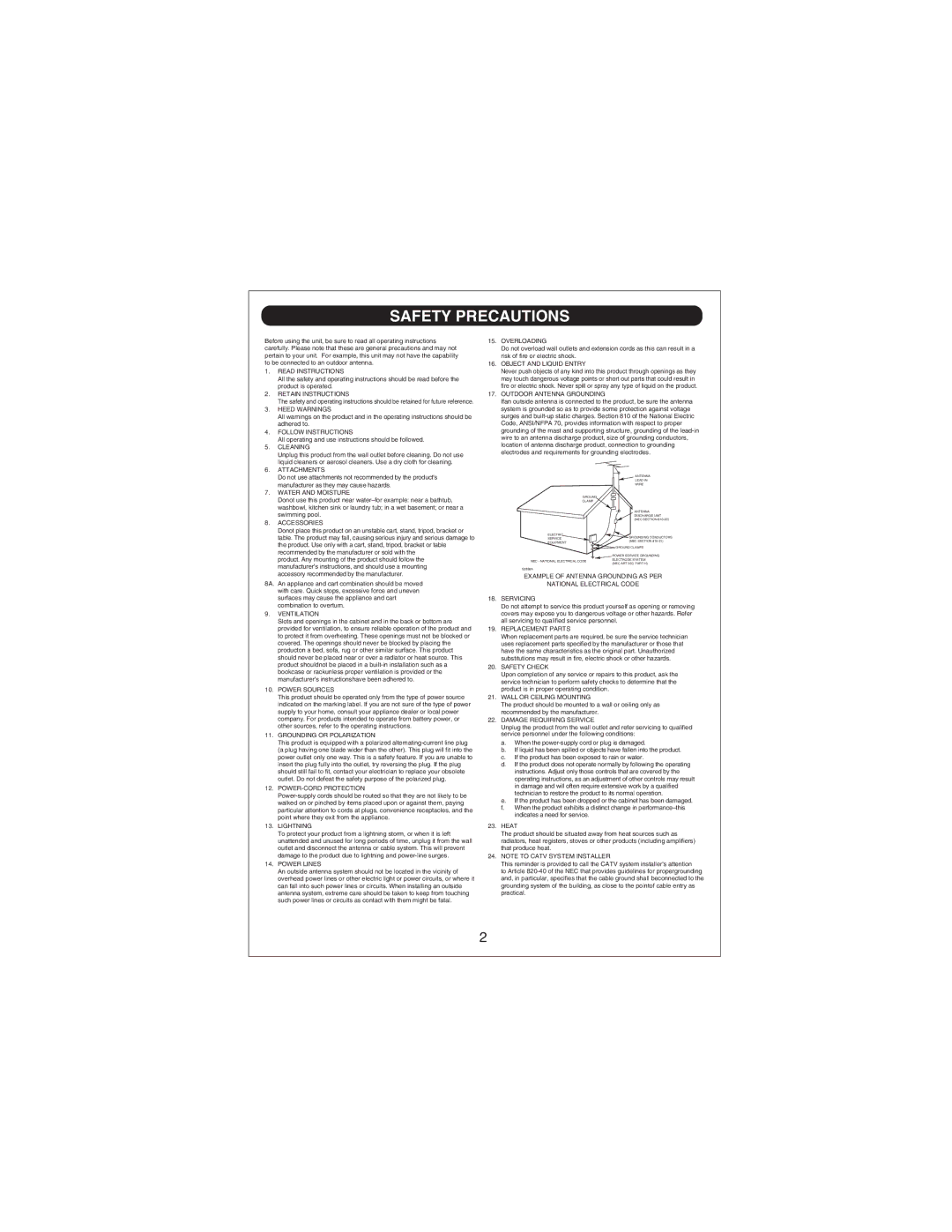 Sylvania SRCD668 owner manual Safety Precautions, Cleaning 