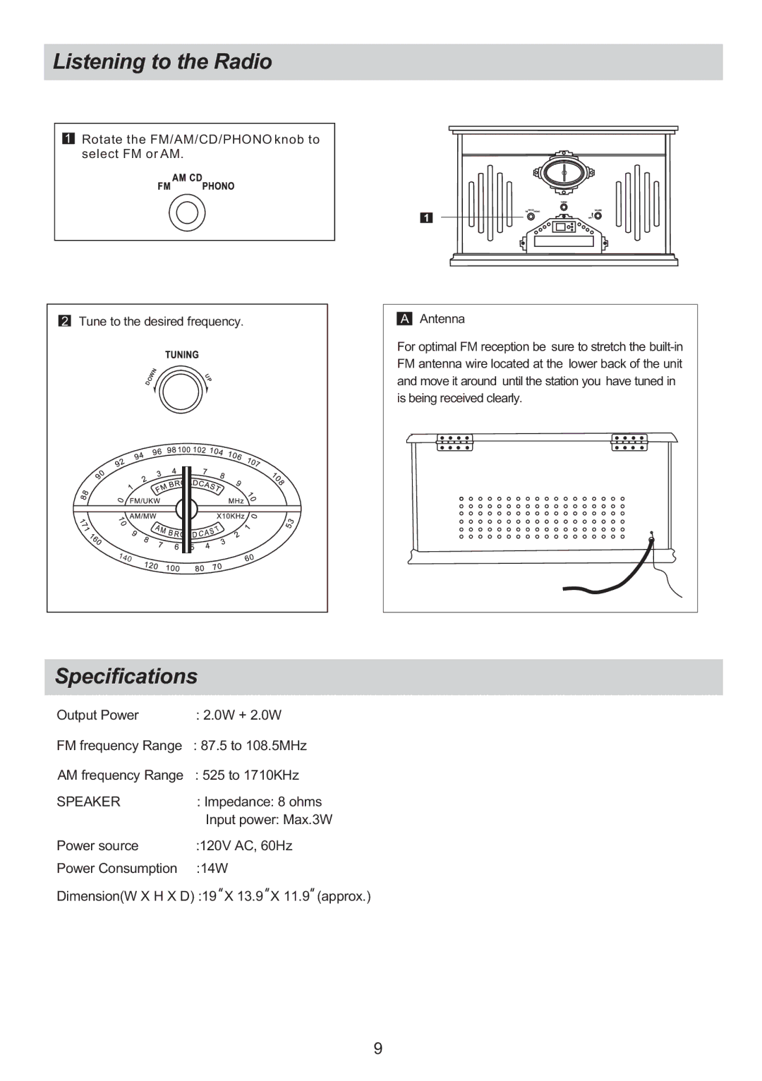 Sylvania SRCD817 manual Listening to the Radio, Specifications 