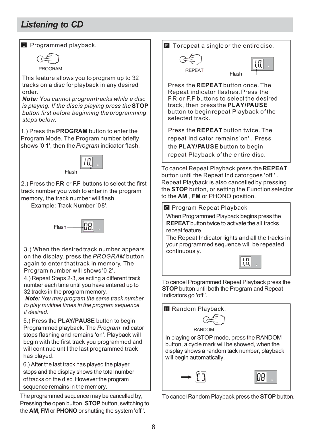 Sylvania SRCD817 manual Programmed playback 