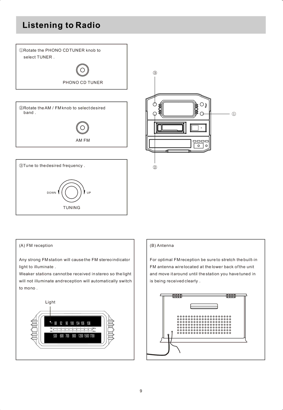 Sylvania SRCD822 manual Listening to Radio, Am Fm, Tuning 