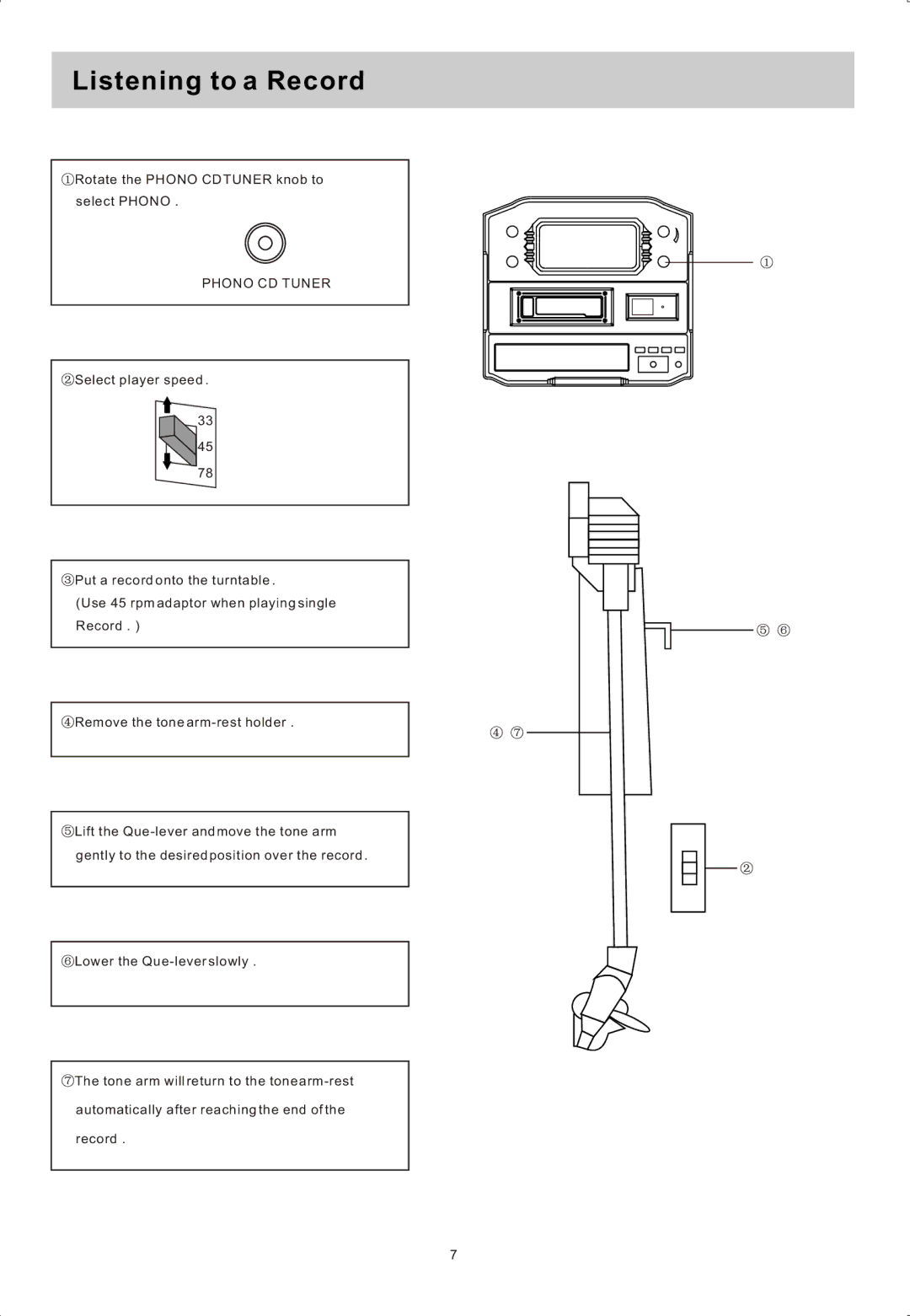 Sylvania SRCD822 manual Listening to a Record 