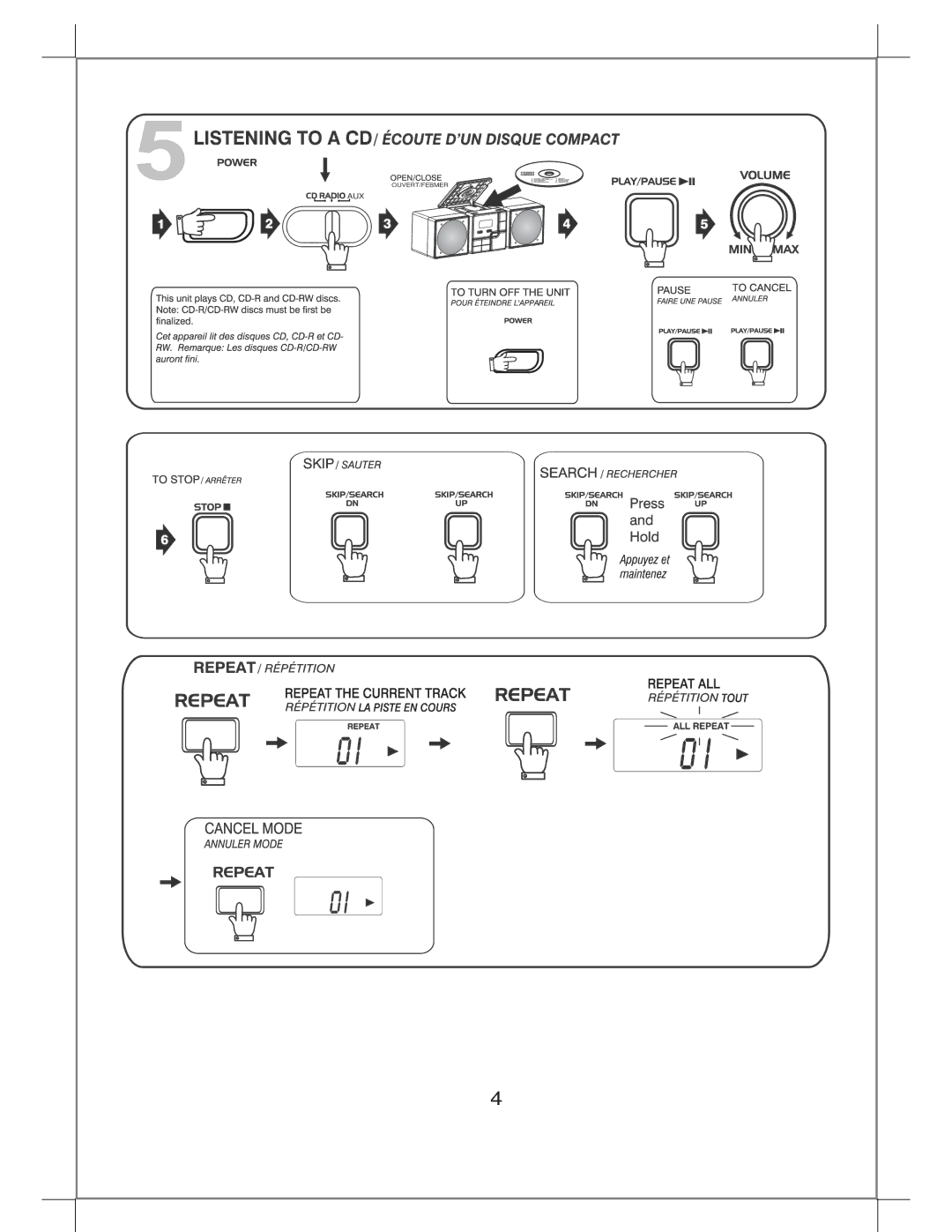 Sylvania SRCD846 manual Aux 