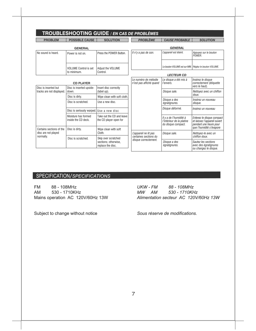 Sylvania SRCD846 manual 