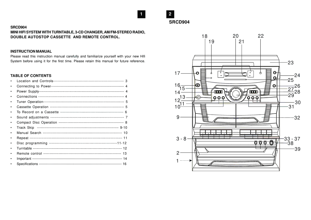 Sylvania SRCD904 manual 1415 1213 1011 