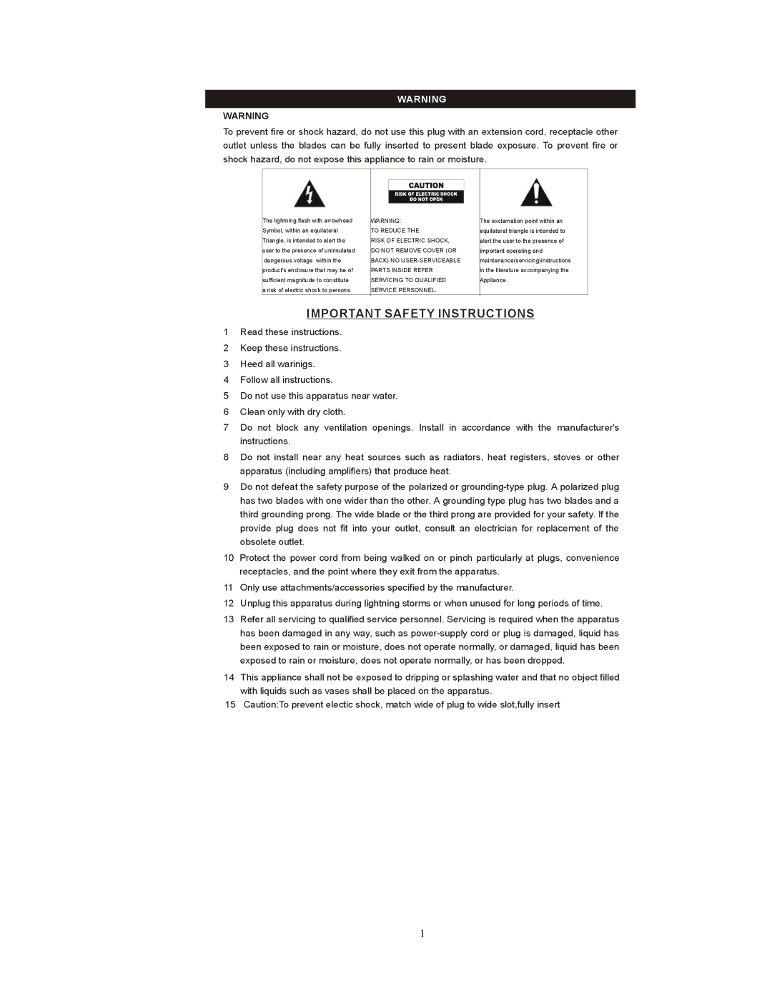 Sylvania SRCD909 instruction manual Important Safety Instructions 