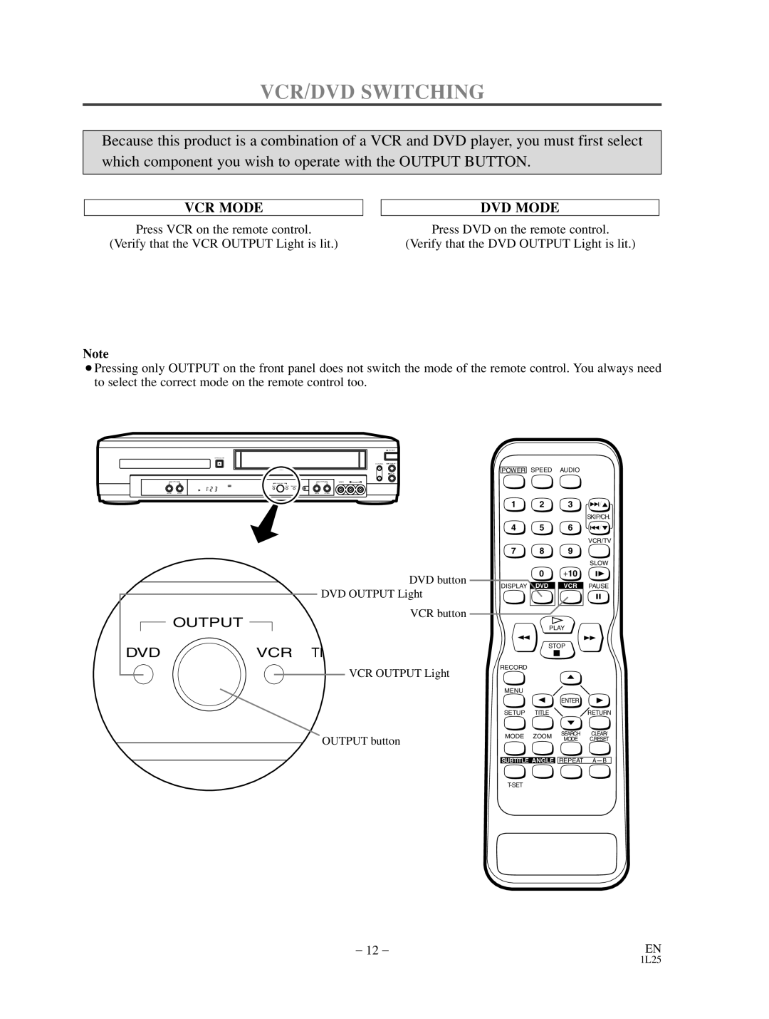 Sylvania SRD3900 owner manual VCR/DVD Switching, DVD Mode 