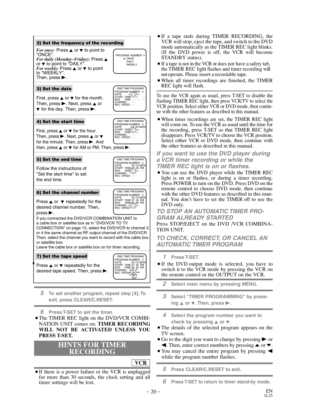 Sylvania SRD3900 owner manual Hints for Timer Recording, To Stop AN Automatic Timer PRO- Gram Already Started 