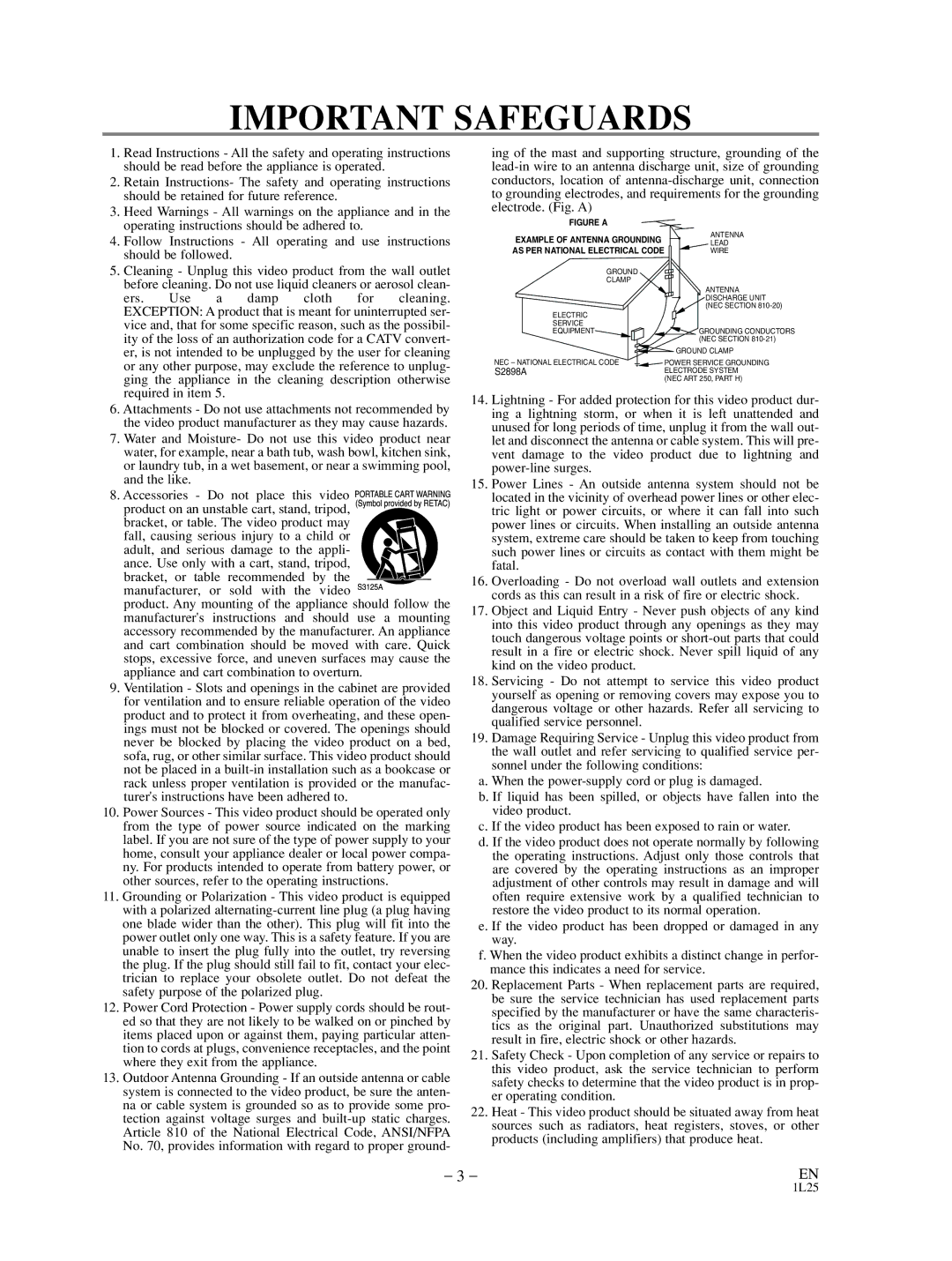 Sylvania SRD3900 owner manual Important Safeguards 