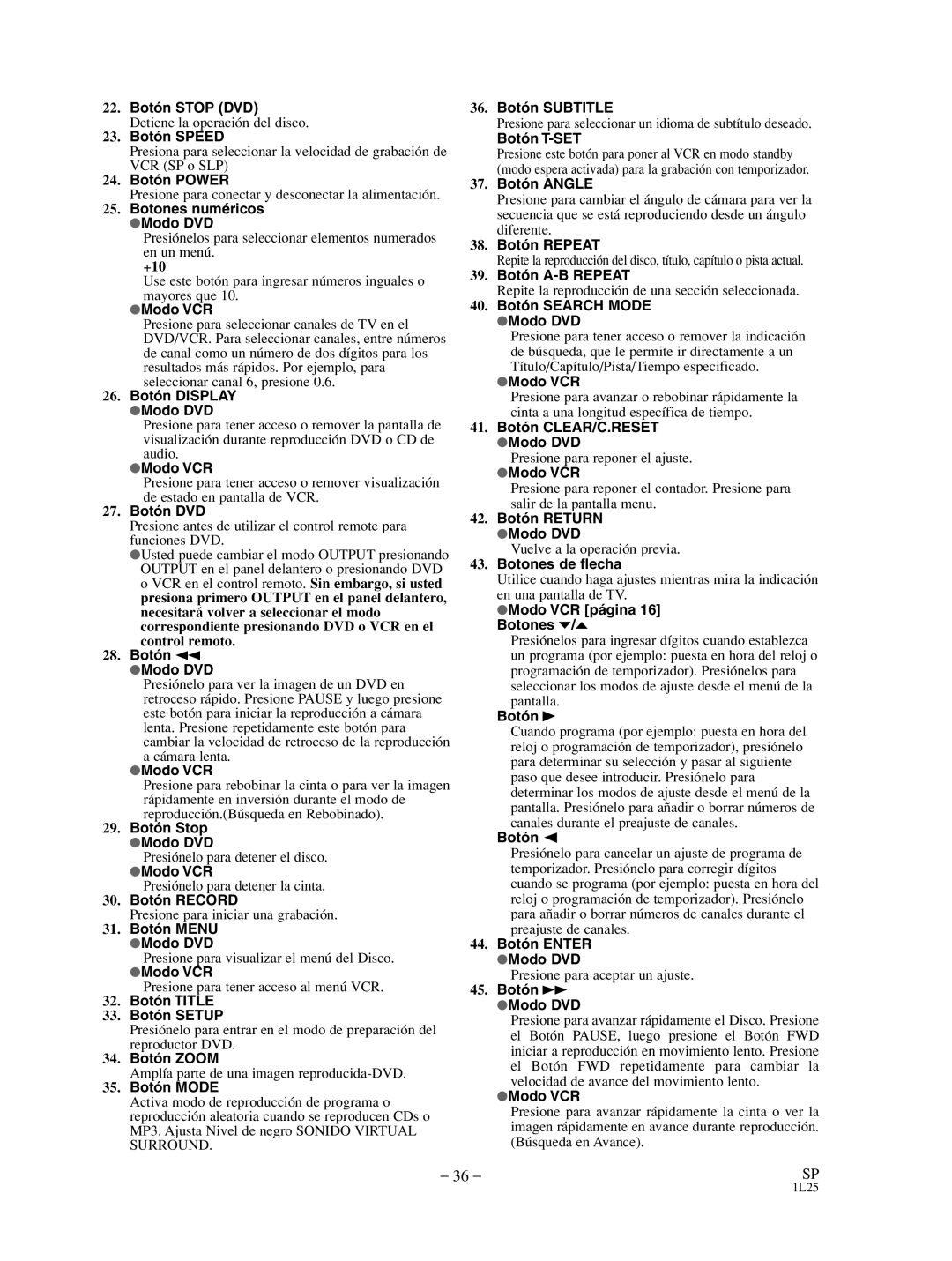 Sylvania SRD3900 owner manual Botón Stop DVD 