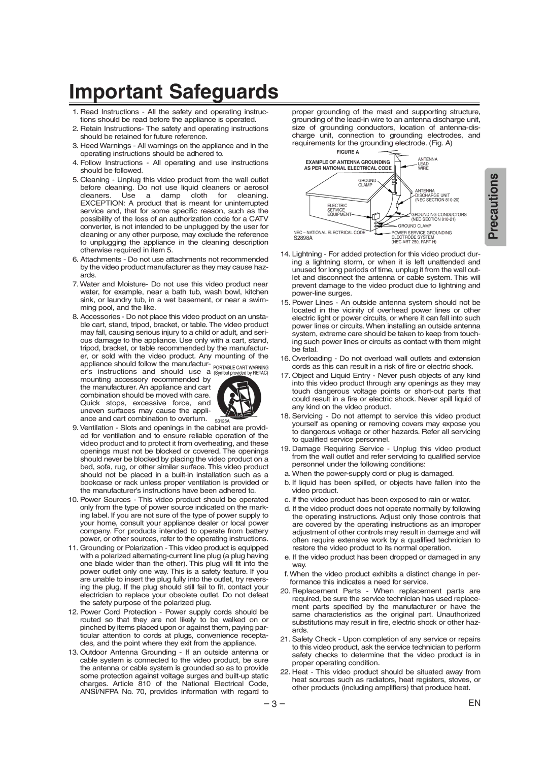 Sylvania SRD4900 owner manual Important Safeguards 