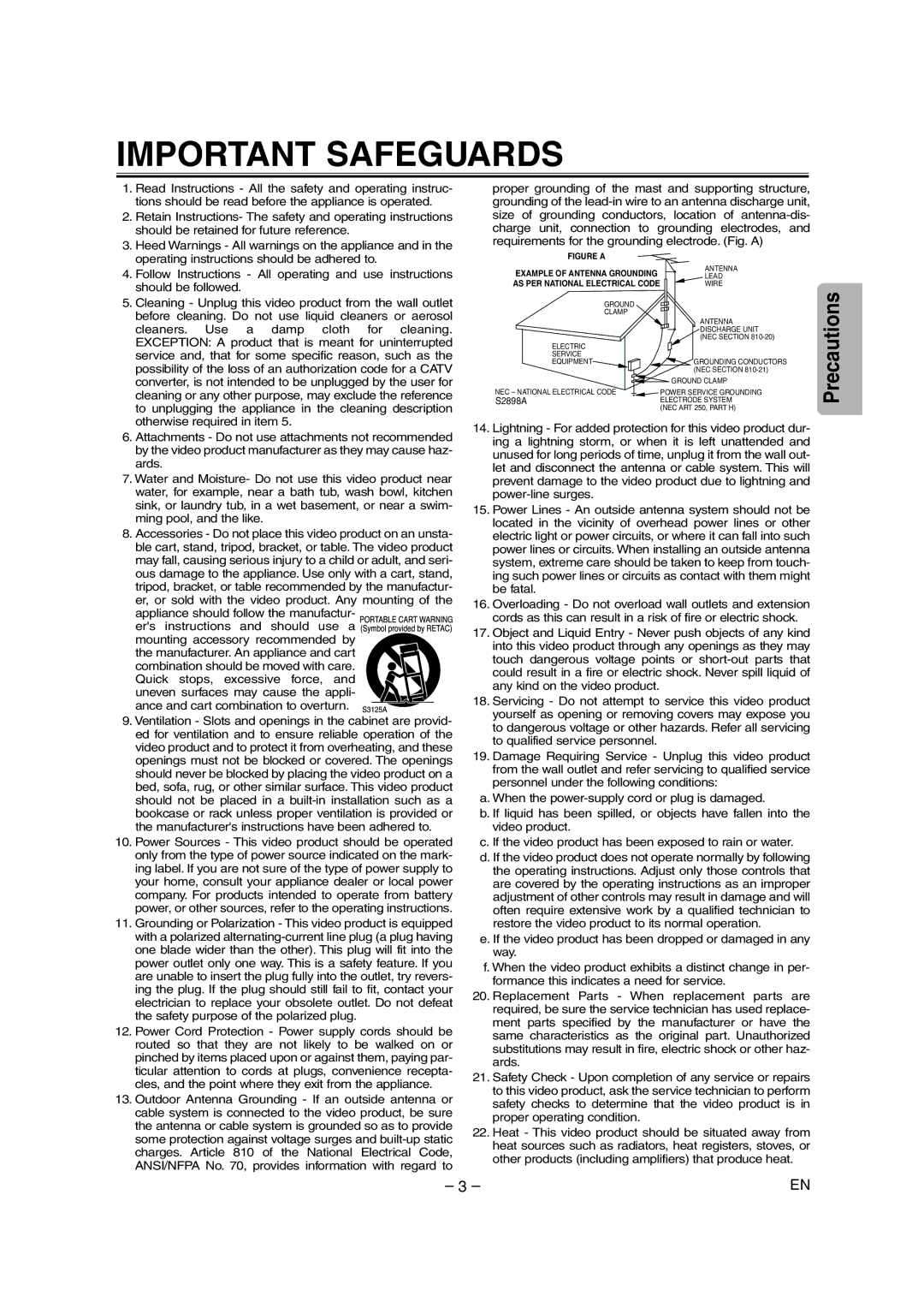 Sylvania SRDD495 owner manual Important Safeguards 