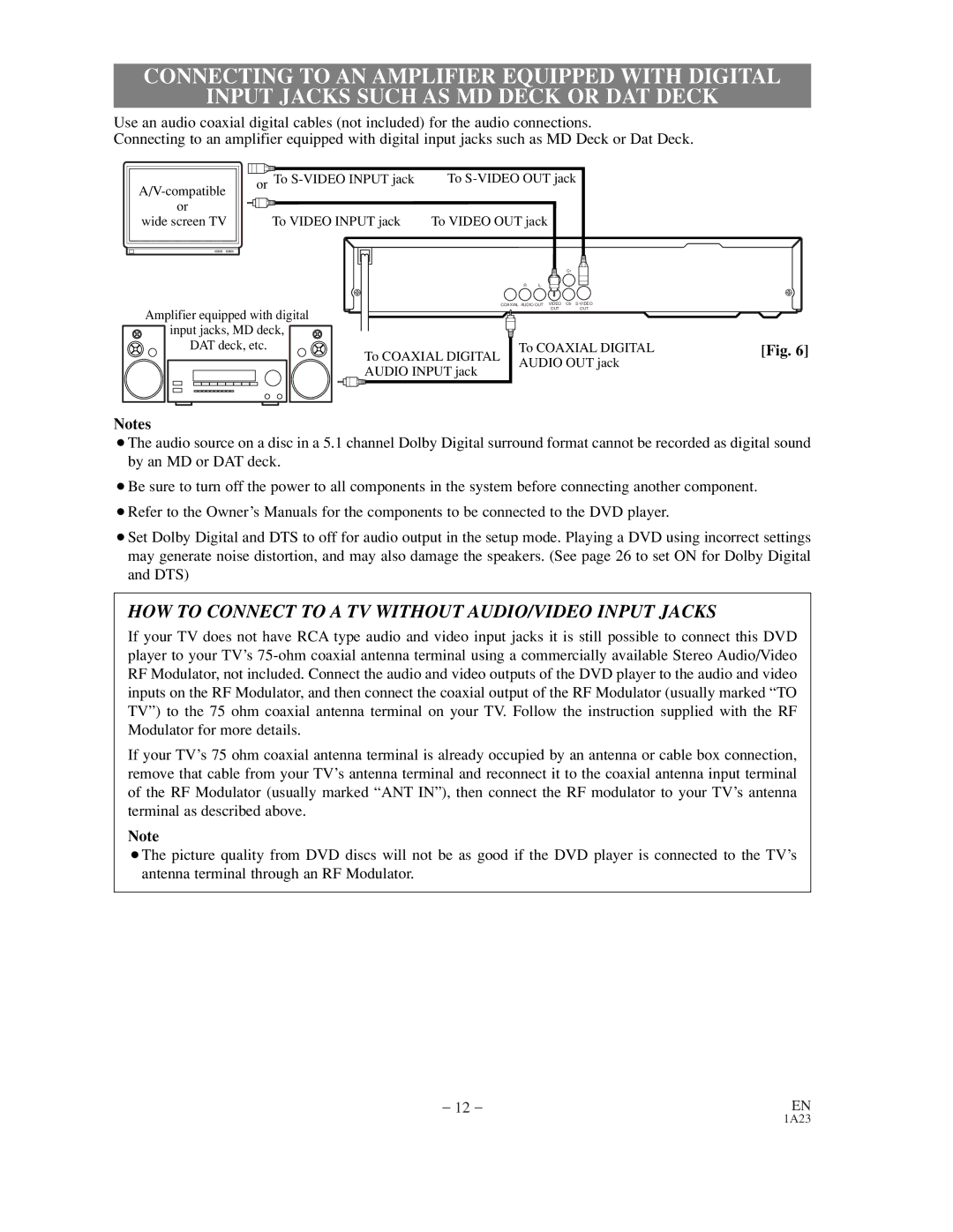 Sylvania SRDV200 owner manual HOW to Connect to a TV Without AUDIO/VIDEO Input Jacks 