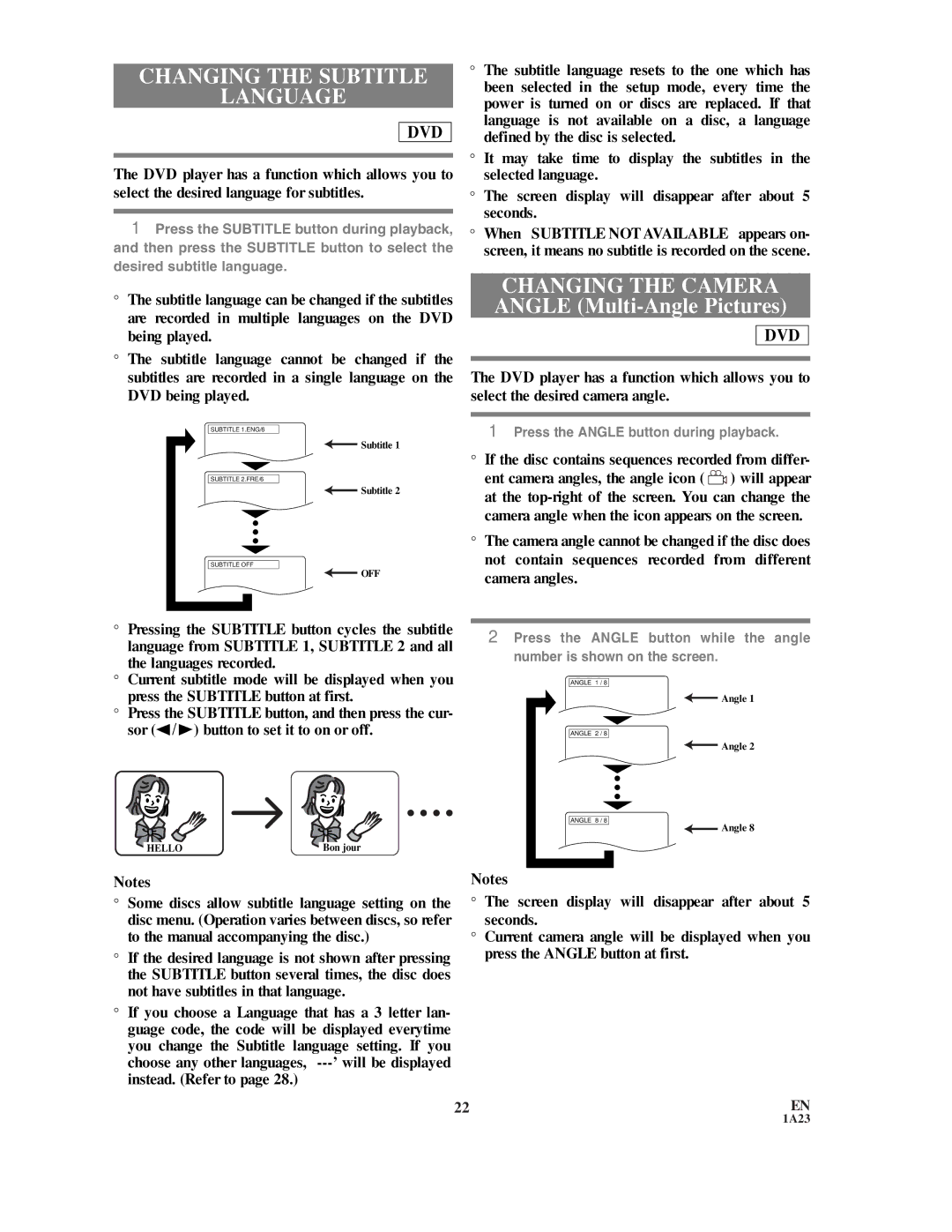 Sylvania SRDV200 owner manual Changing the Subtitle Language, Language from Subtitle 1, Subtitle 2 and all 