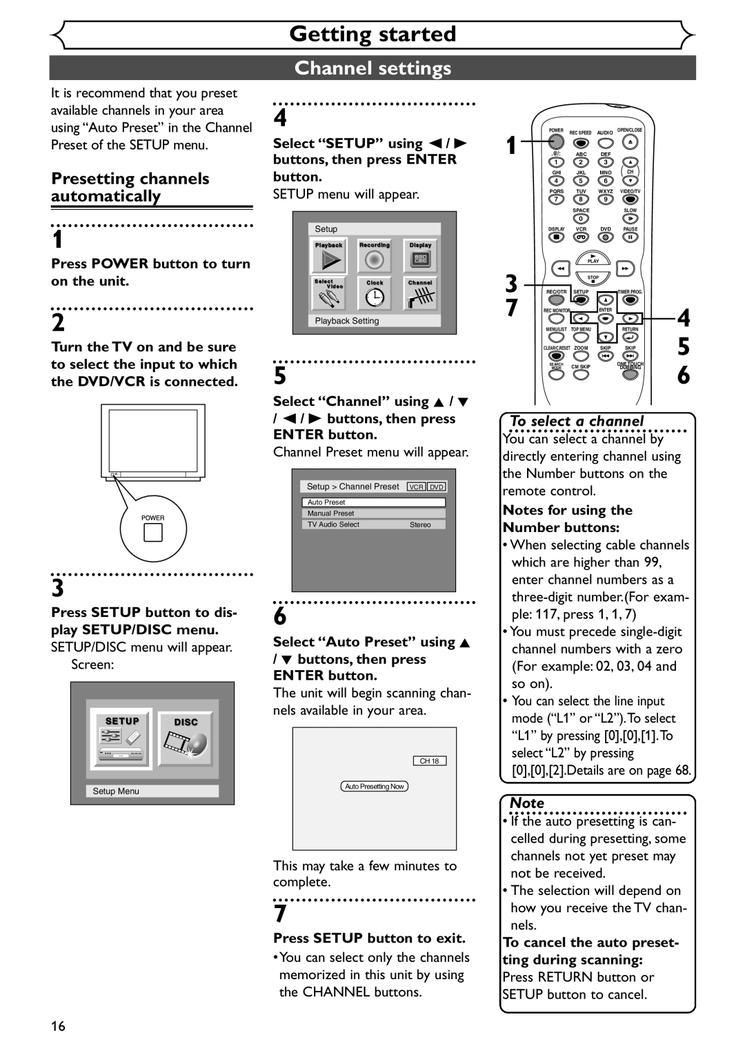 Sylvania SRDV495 owner manual Channel settings 