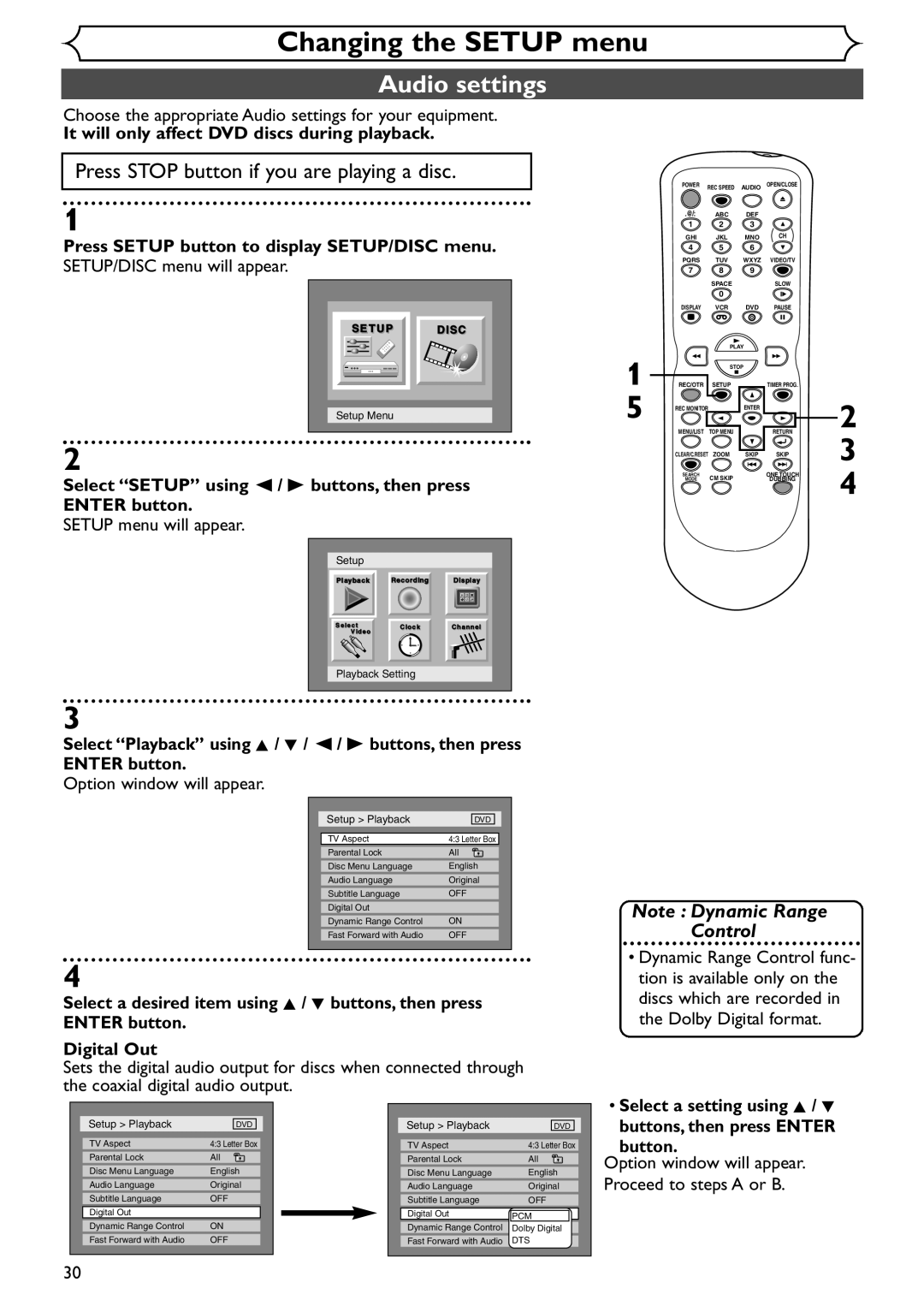 Sylvania SRDV495 owner manual Choose the appropriate Audio settings for your equipment 