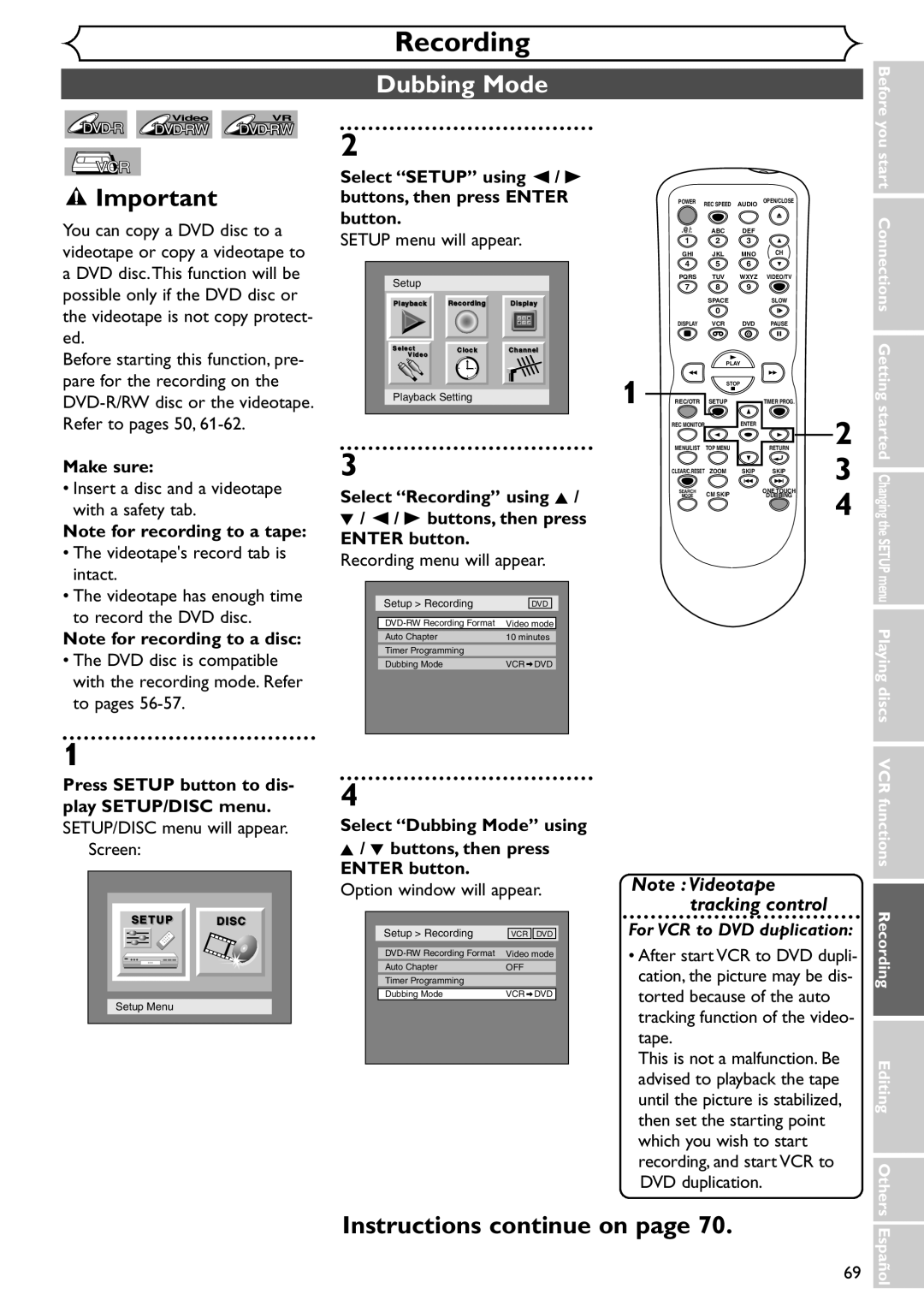 Sylvania SRDV495 owner manual Dubbing Mode 