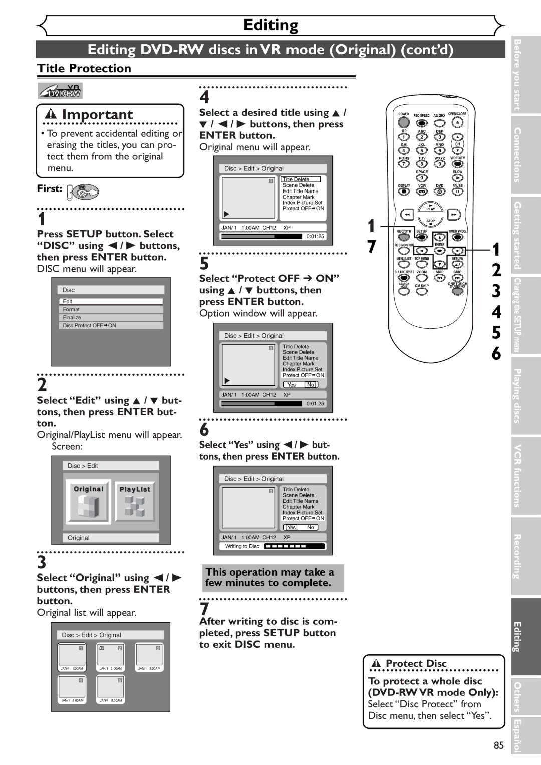 Sylvania SRDV495 owner manual Title Protection 