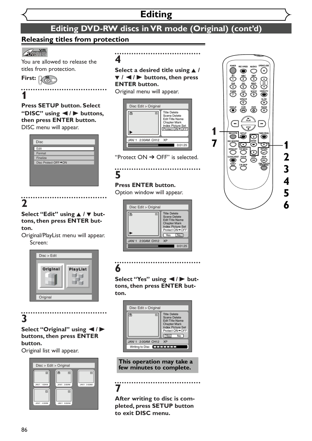 Sylvania SRDV495 owner manual Releasing titles from protection, You are allowed to release, Protect on OFF is selected 