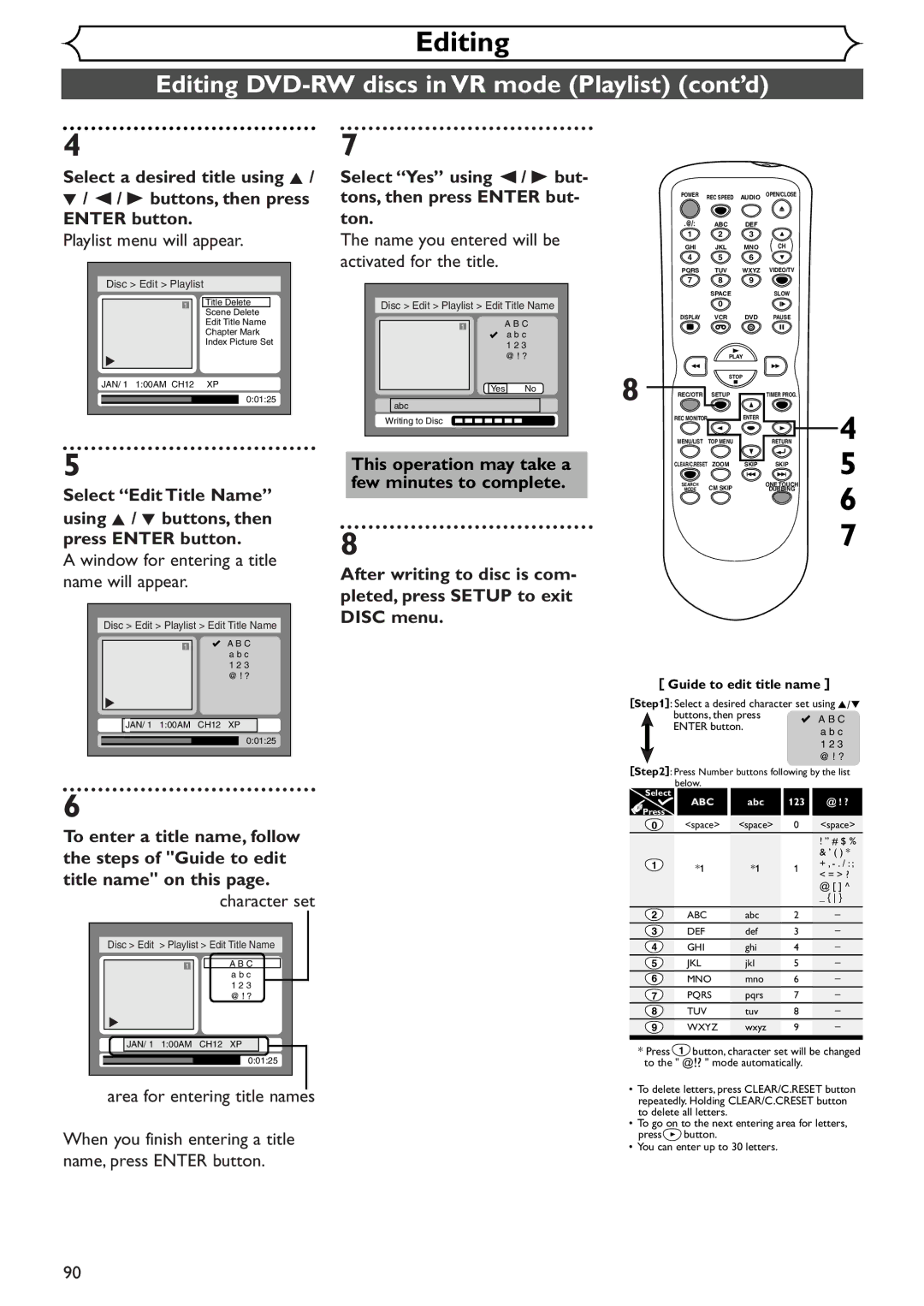 Sylvania SRDV495 owner manual Name you entered will be activated for the title, Disc Edit Playlist Edit Title Name 