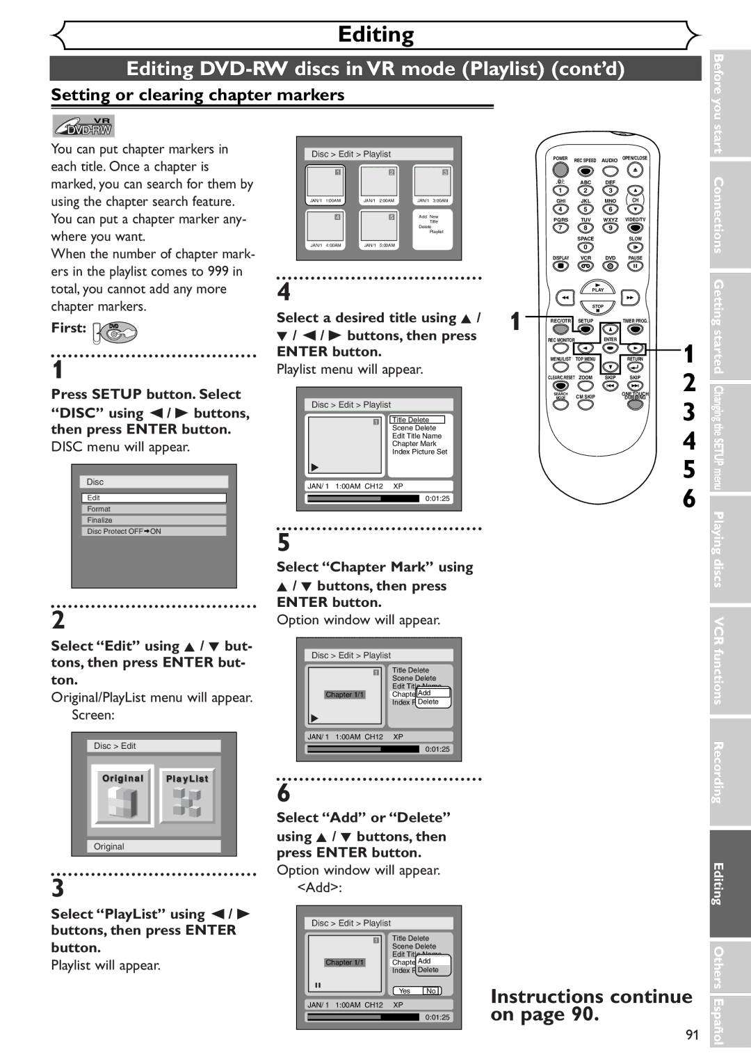 Sylvania SRDV495 owner manual You can put chapter markers, Each title. Once a chapter is, Using the chapter search feature 