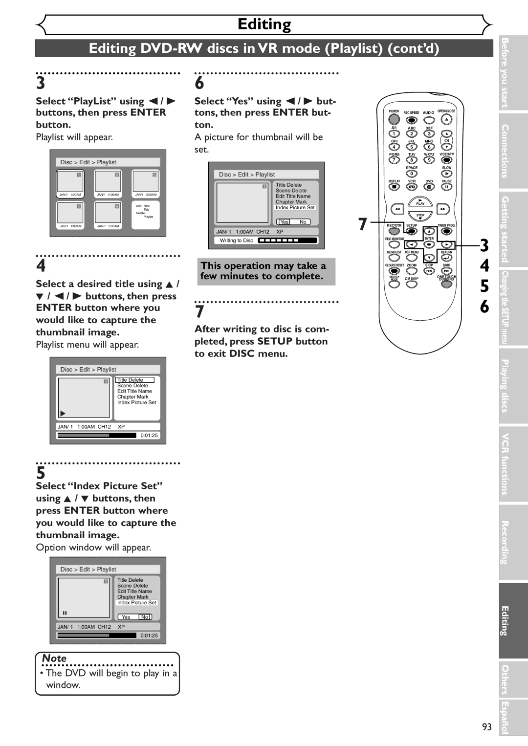 Sylvania SRDV495 owner manual Playlist will appear Picture for thumbnail will be, DVD will begin to play in a window 