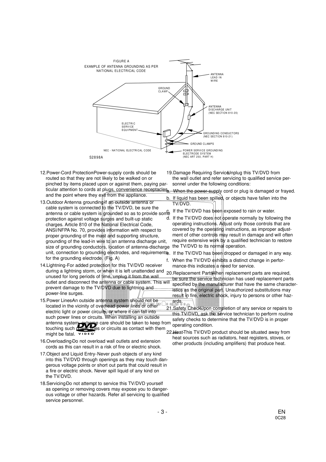 Sylvania SRDVC2019 owner manual S2 8 9 8 a 