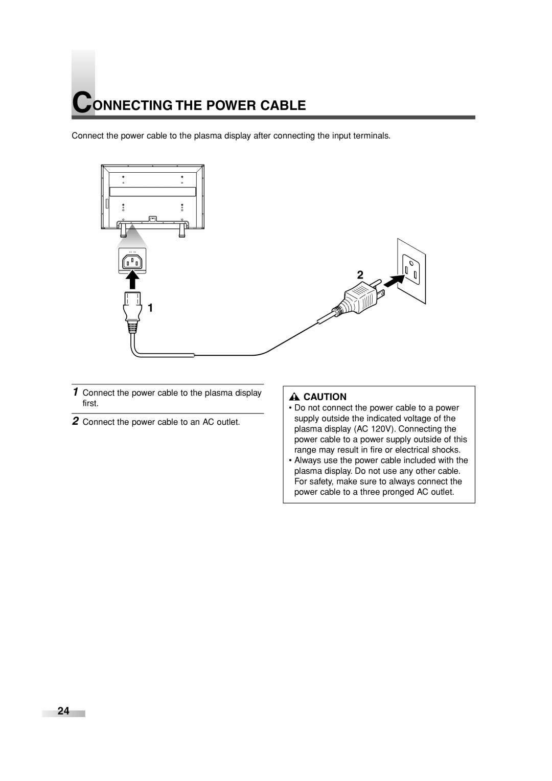 Sylvania SRPD442 owner manual Connecting the Power Cable, # Caution 