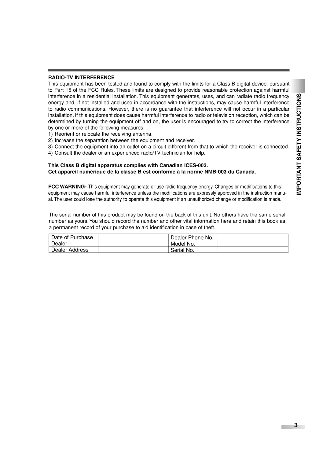 Sylvania SRPD442 owner manual Important Safety Instructions, RADIO-TV Interference 