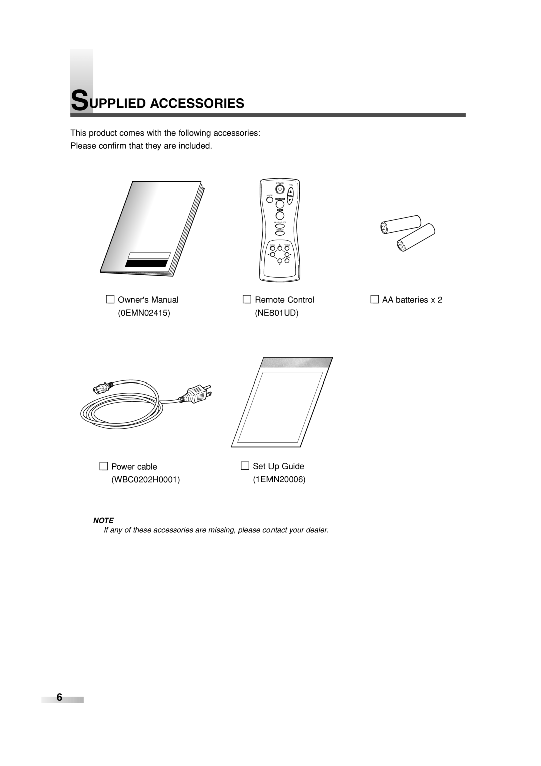 Sylvania SRPD442 owner manual Supplied Accessories 