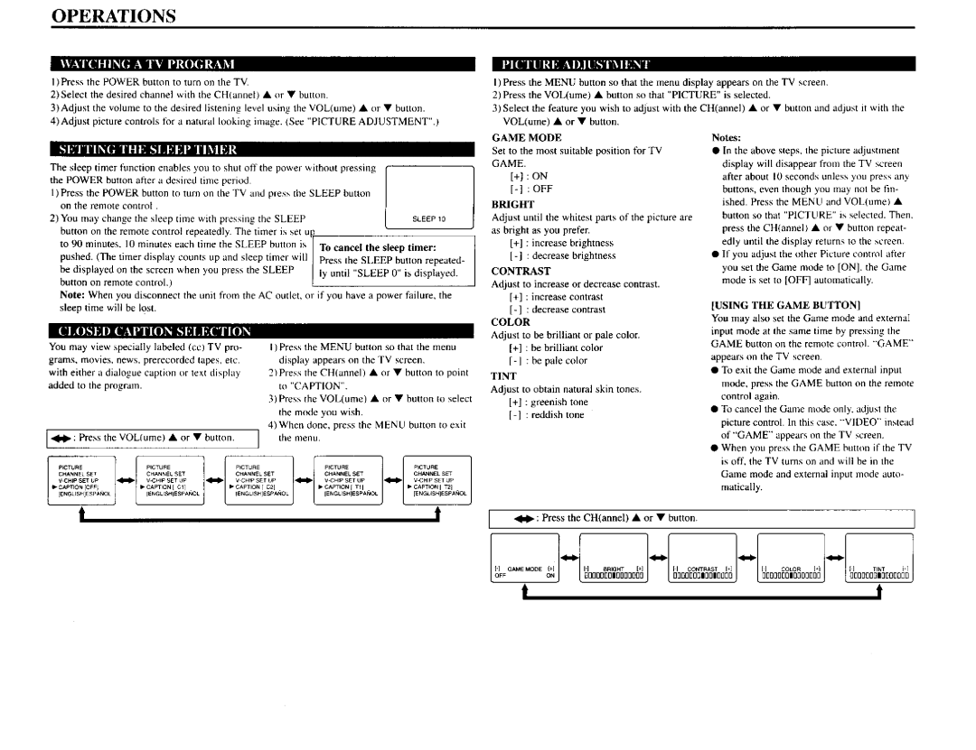 Sylvania SRT199V warranty Operations, Kl II WN 51il IdJI NI, 11KO,,IH HI NOlkl N, HI NIl t 1 I 111 15 I Oll 