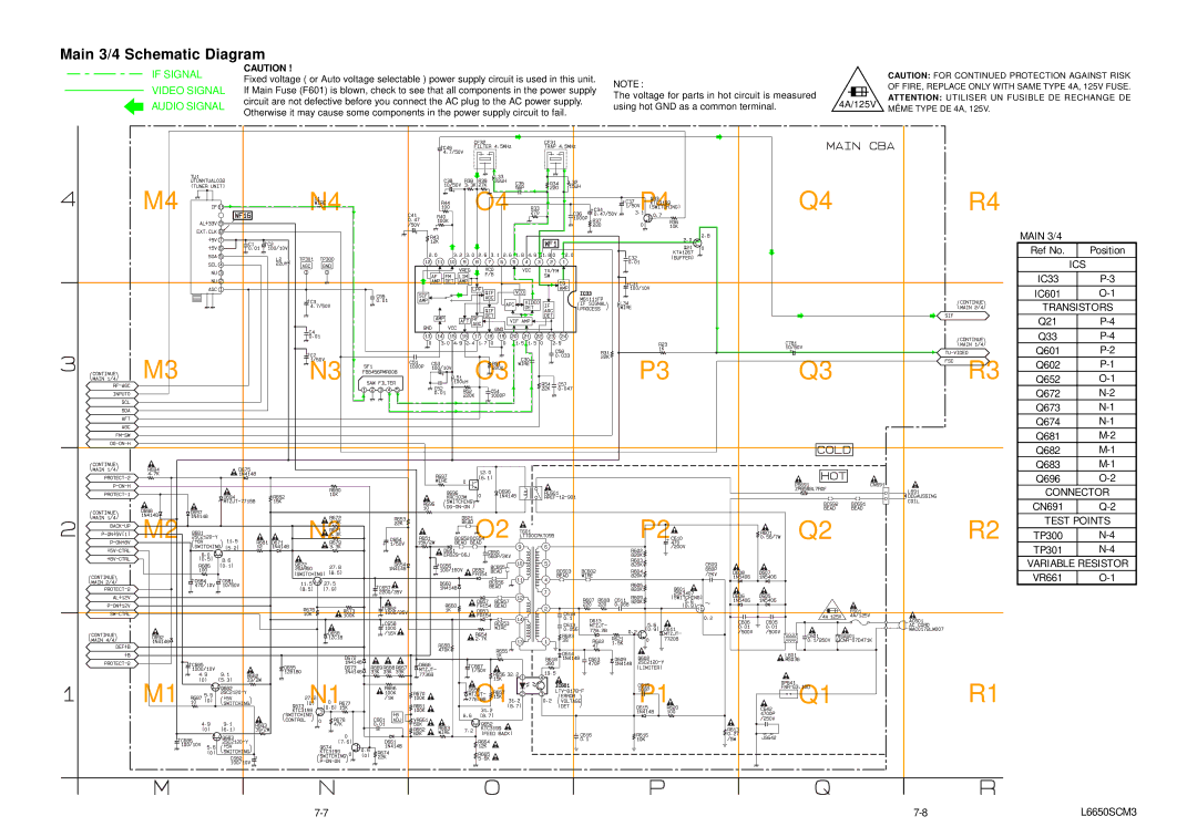 Sylvania SRT2232X service manual Main 3/4 Schematic Diagram 