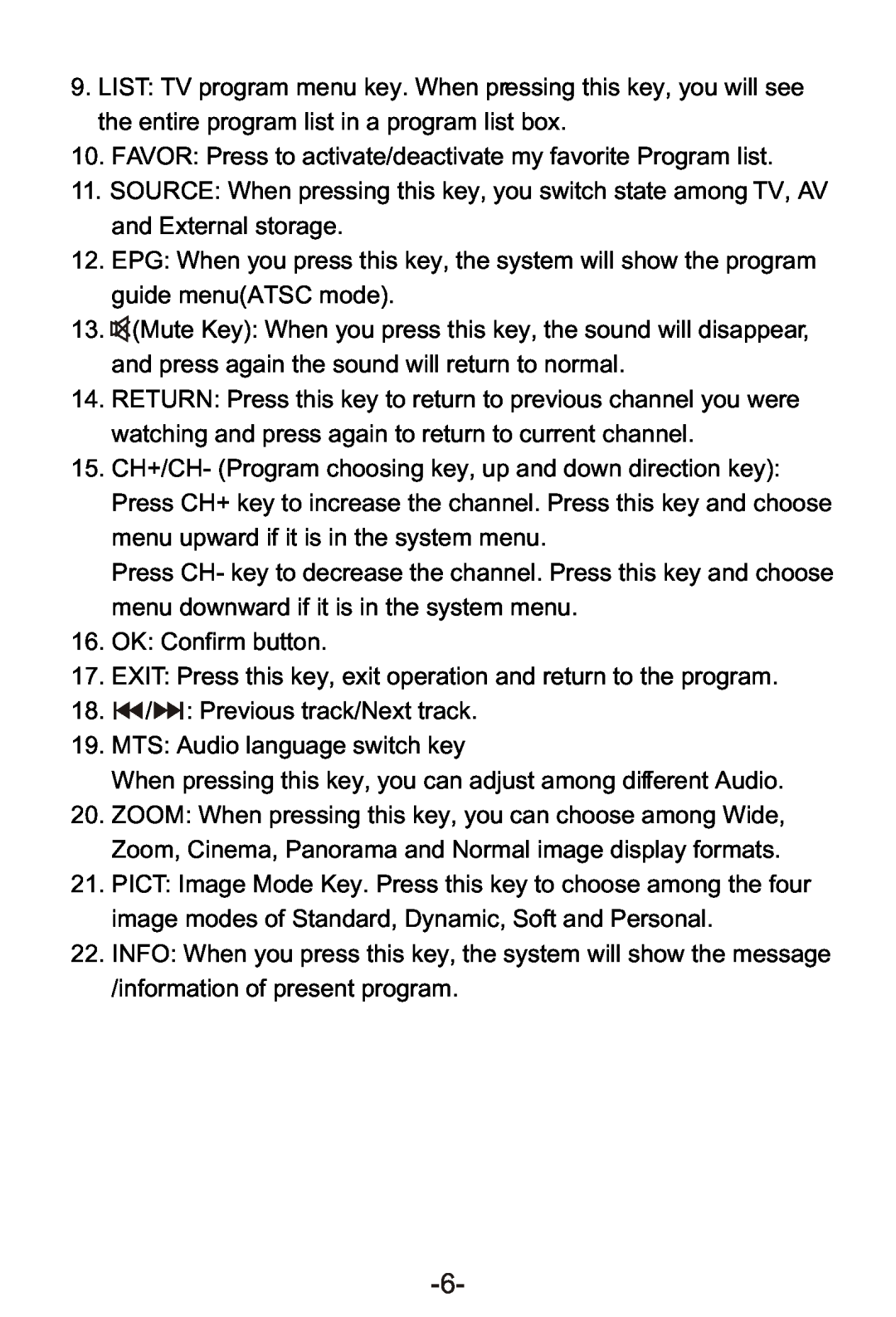 Sylvania SRT902A manual FAVOR Press to activate/deactivate my favorite Program list, OK Confirm button 