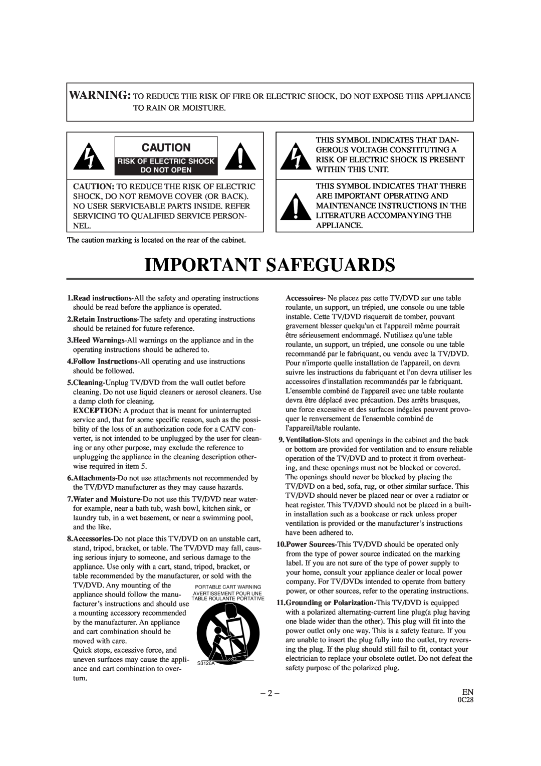 Sylvania SRTD309 owner manual Important Safeguards 