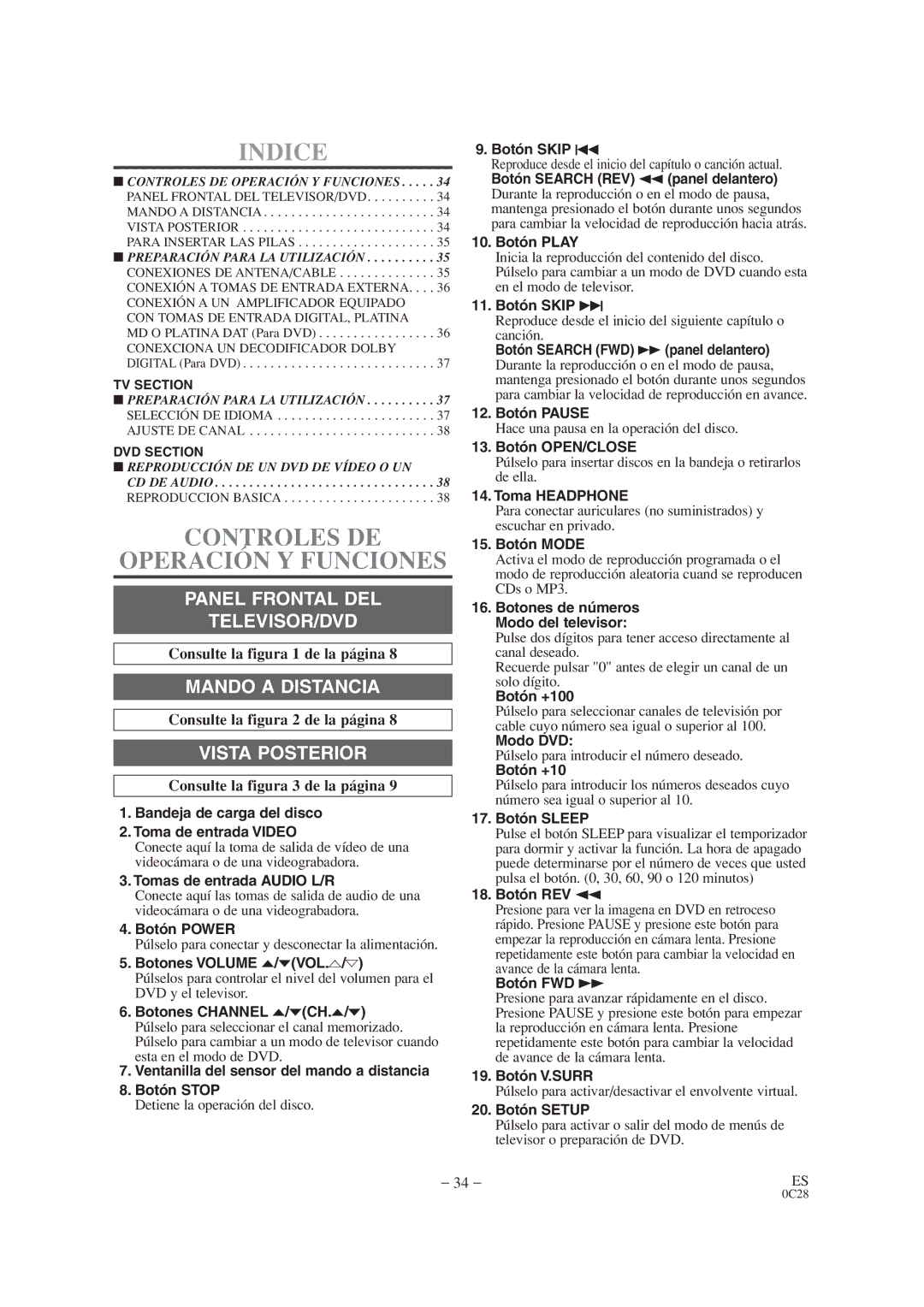 Sylvania SRTD413 Controles DE Operación Y Funciones, Consulte la figura 1 de la página, Consulte la figura 2 de la página 