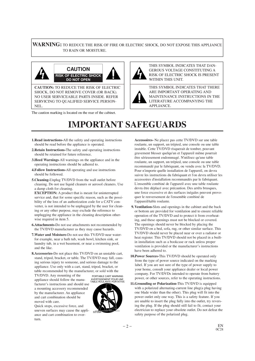 Sylvania SRTD420 owner manual Important Safeguards 