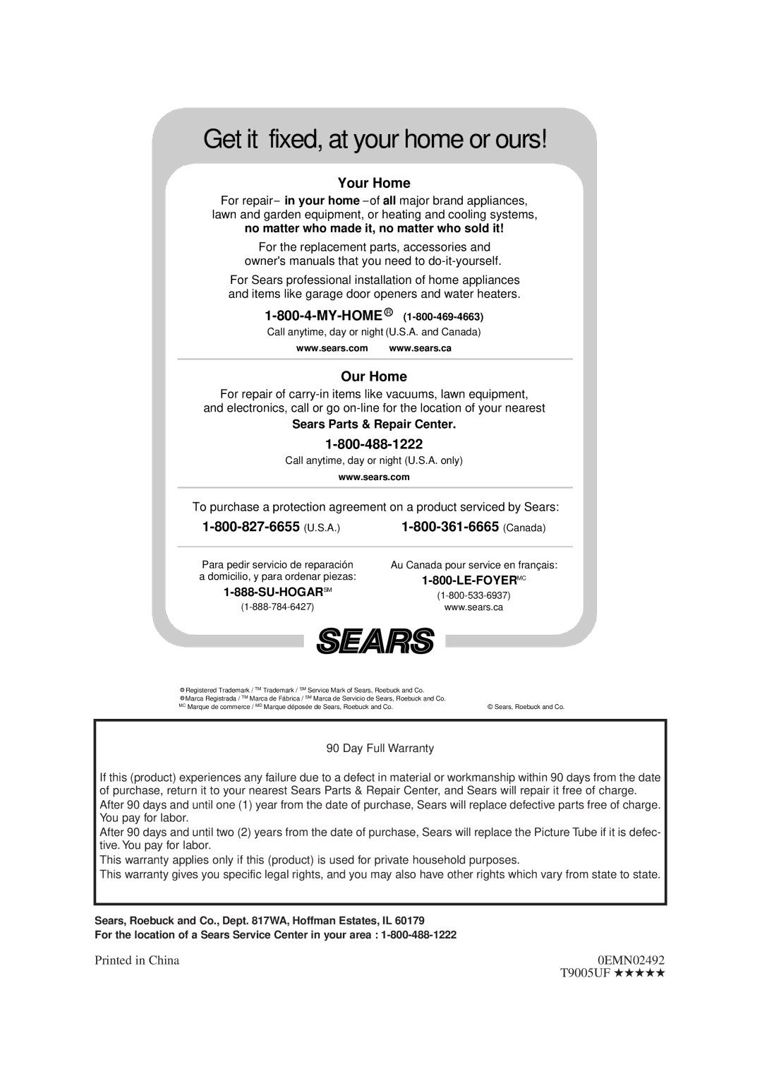 Sylvania SRTD420 owner manual Get it fixed, at your home or ours 