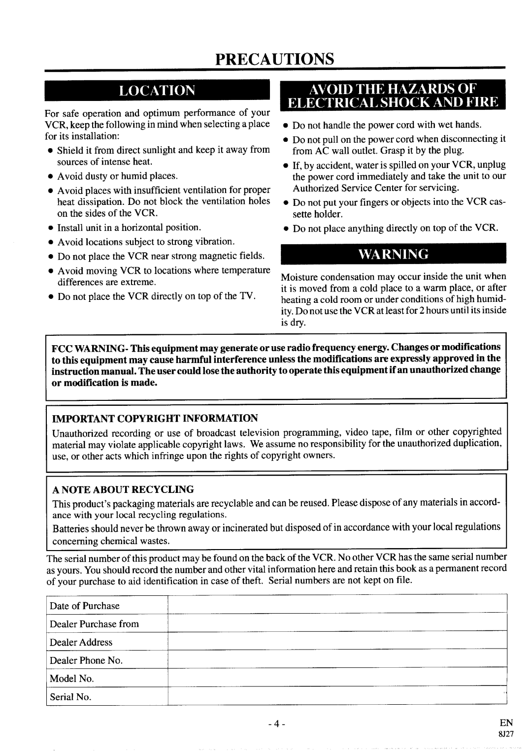 Sylvania SRV196 manual 