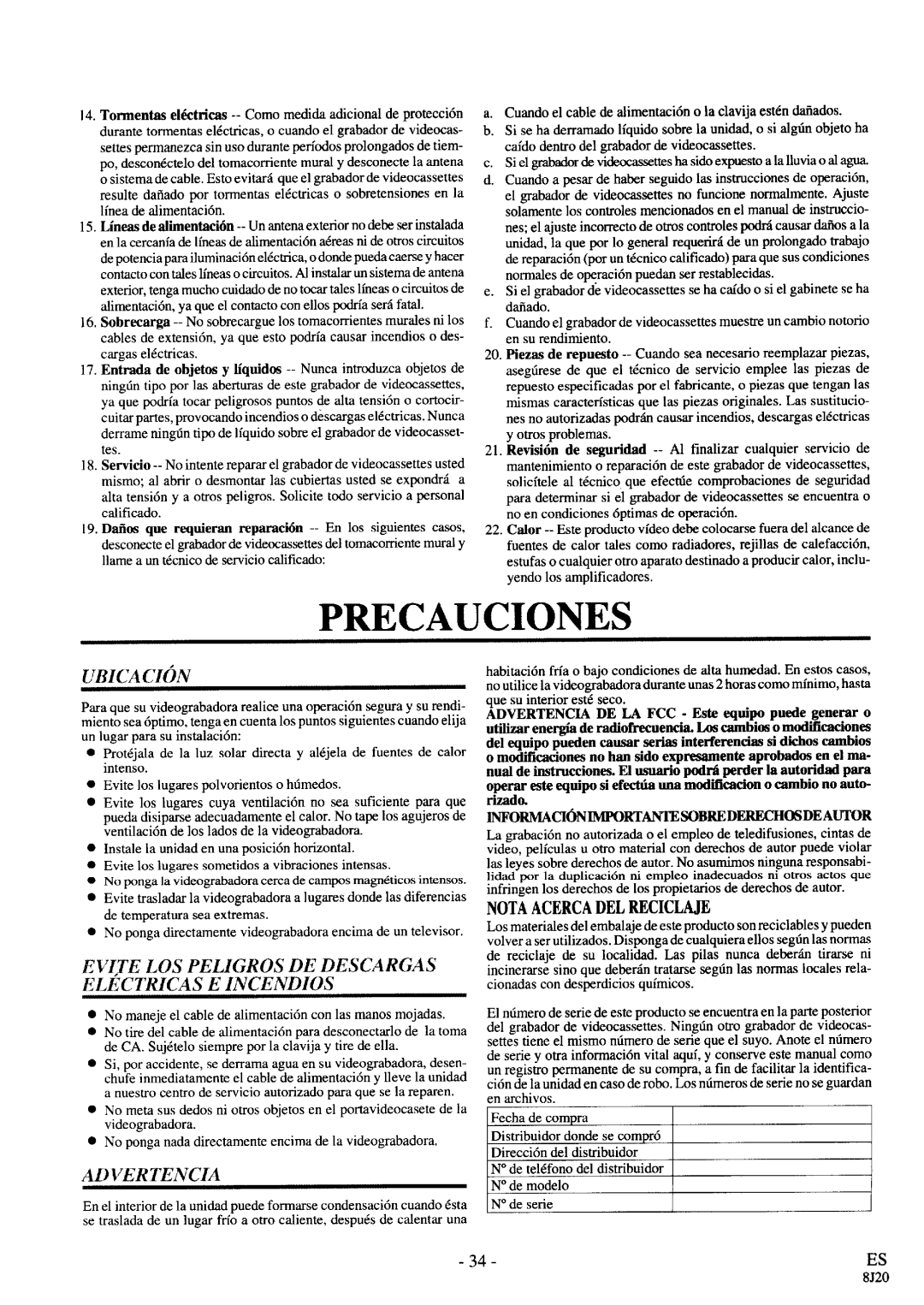 Sylvania SRV196 manual 