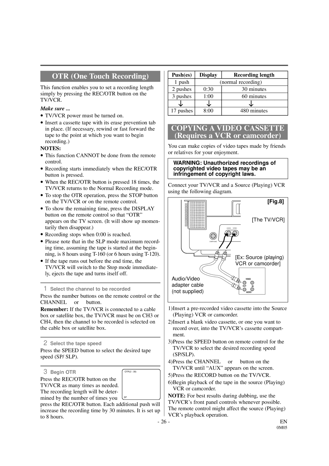 Sylvania SSC130B owner manual Tv/Vcr, Sp/Slp 