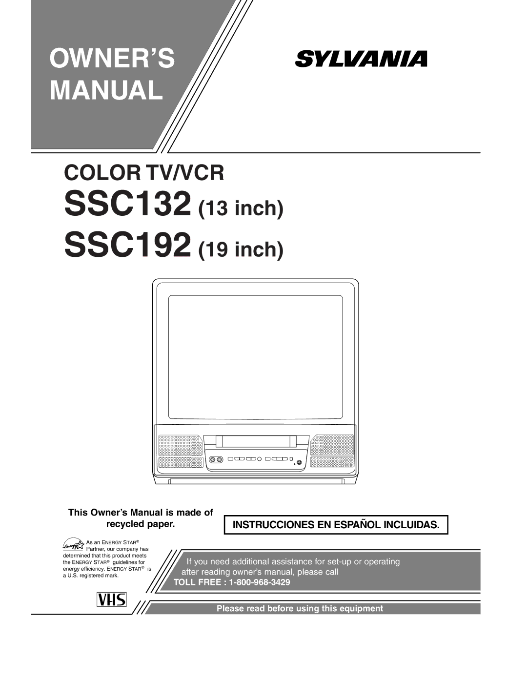 Sylvania SSC132, SSC192 owner manual SSC132 SSC192 