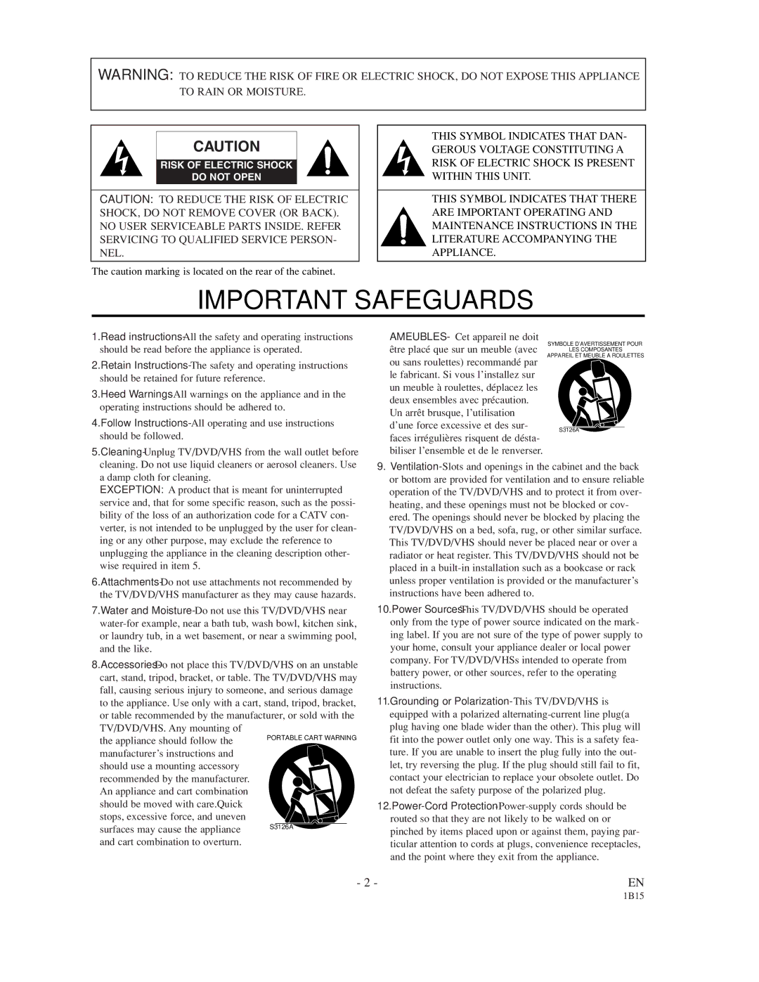 Sylvania SSC719B owner manual Important Safeguards 