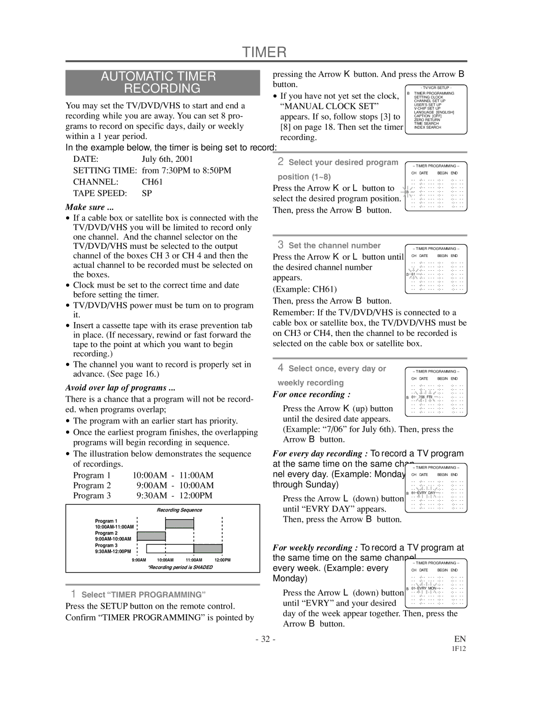 Sylvania SSC719B owner manual Automatic Timer Recording 