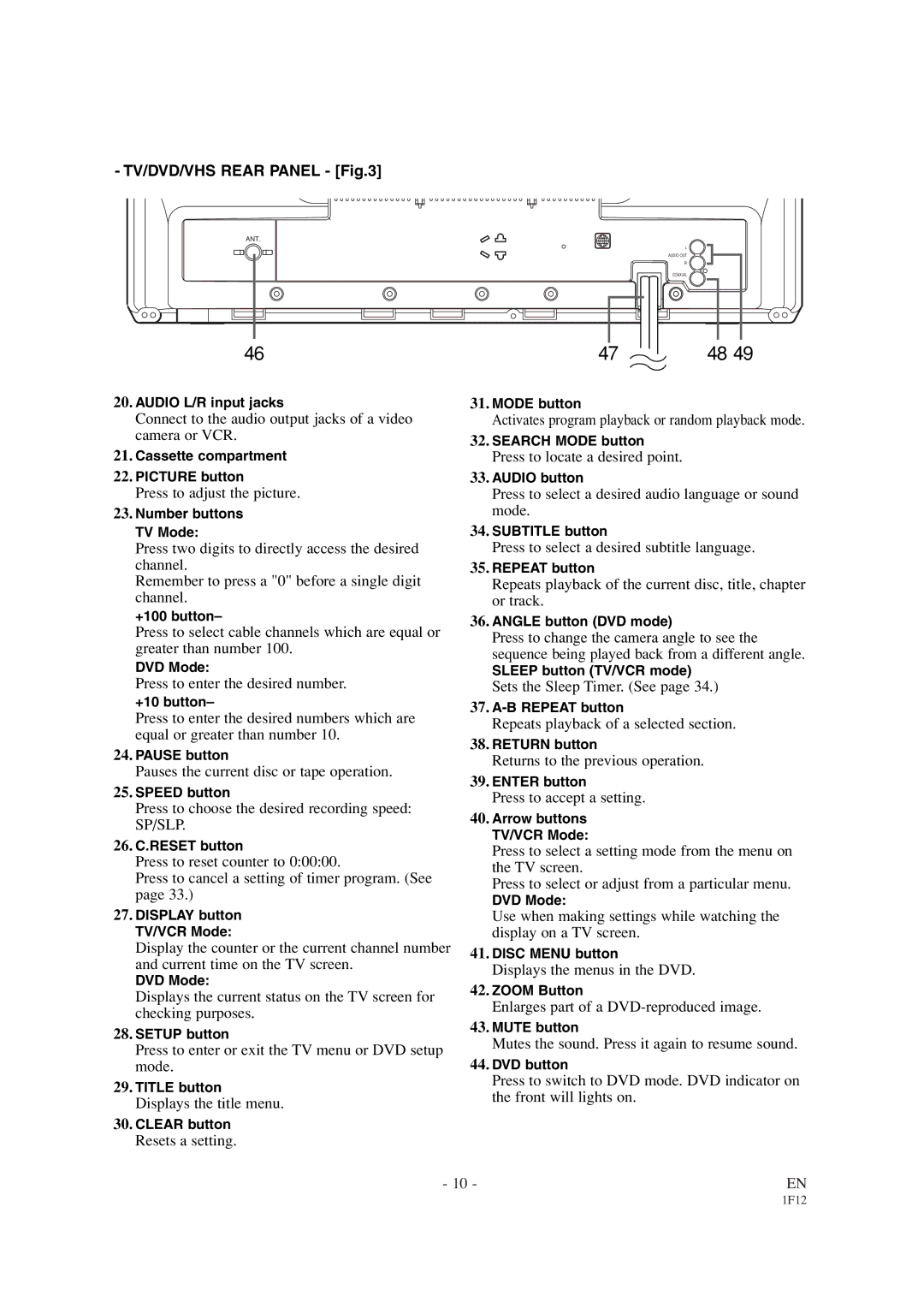 Sylvania SSC719B1 owner manual Connect to the audio output jacks of a video camera or VCR, Press to adjust the picture 