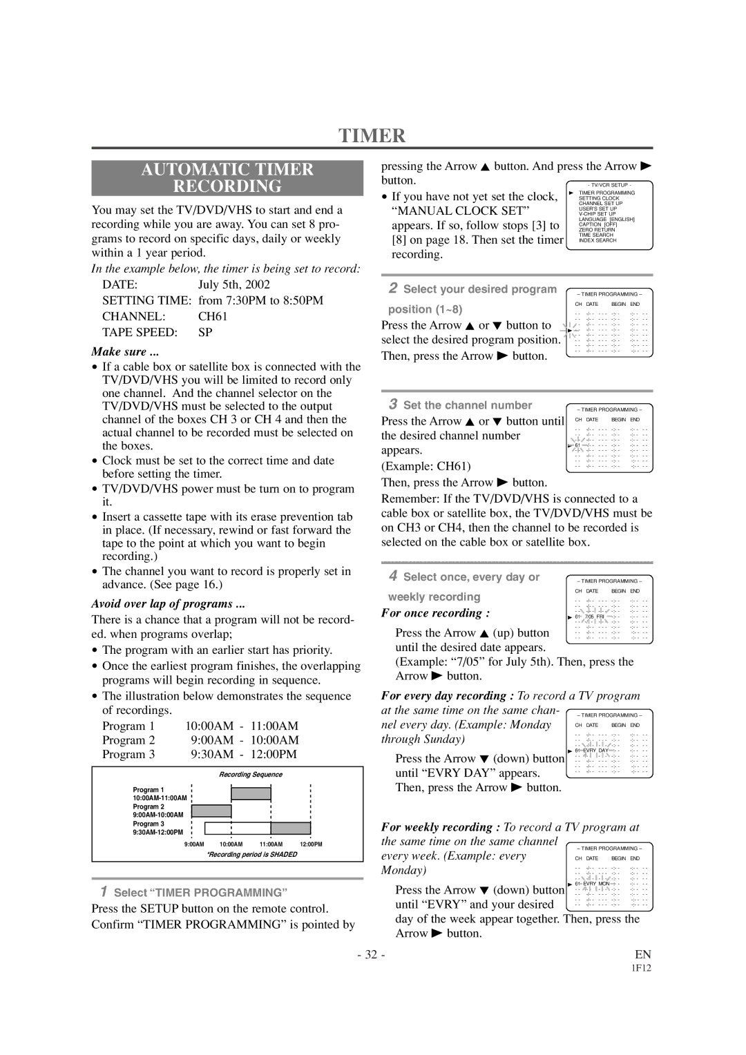 Sylvania SSC719B1 owner manual Automatic Timer Recording 