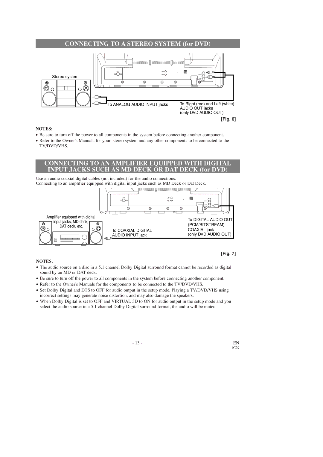 Sylvania SSC719C, SSC727C owner manual Connecting to a Stereo System for DVD 