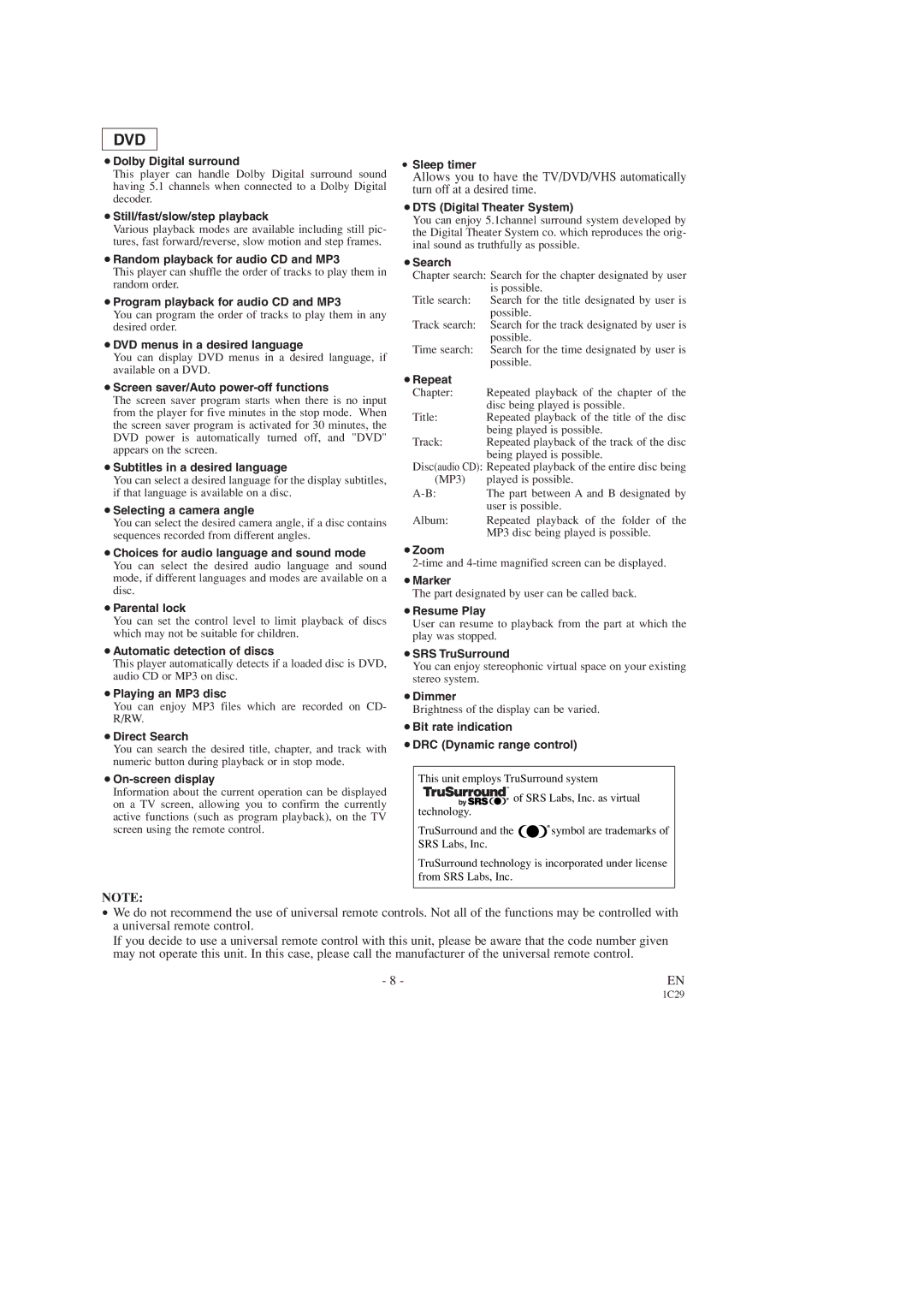 Sylvania SSC719C, SSC727C owner manual Dvd 