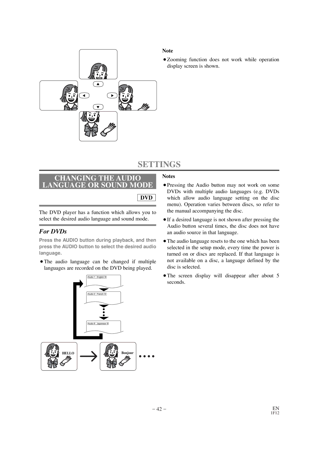 Sylvania SSC727B owner manual Settings, Changing the Audio Language or Sound Mode 